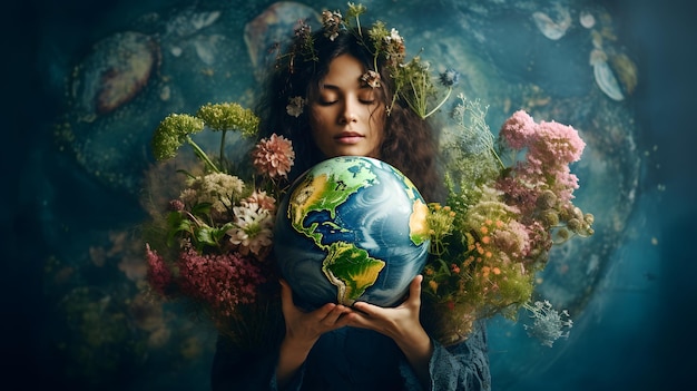 womans hands holding the earth save the planet earth day concept