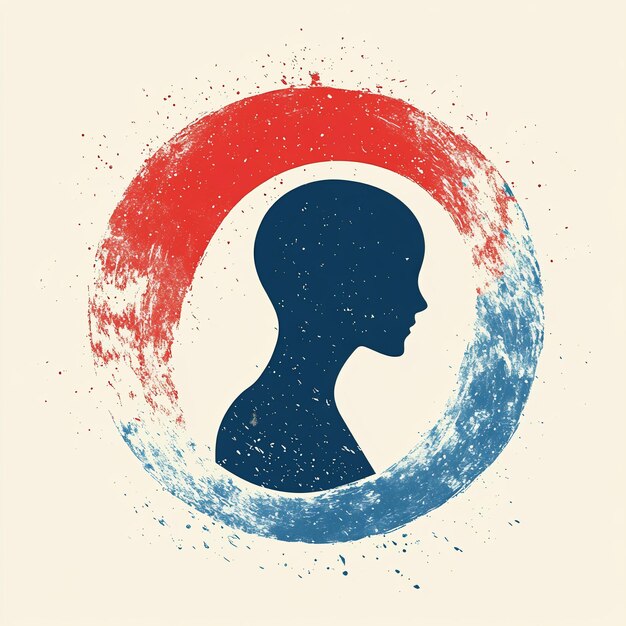 Photo a womans head with a red and blue circle around it