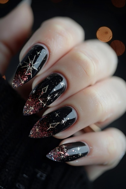 a womans nails with a star on the nails