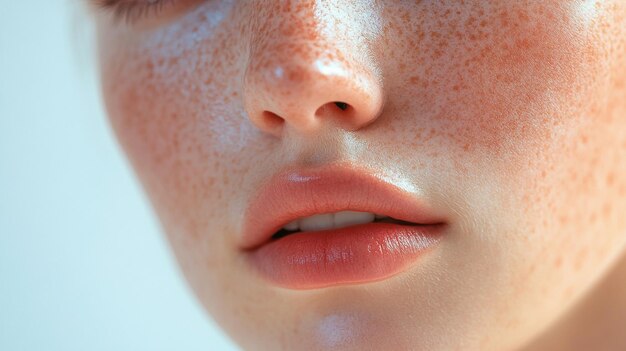 a womans nose with freckles on it