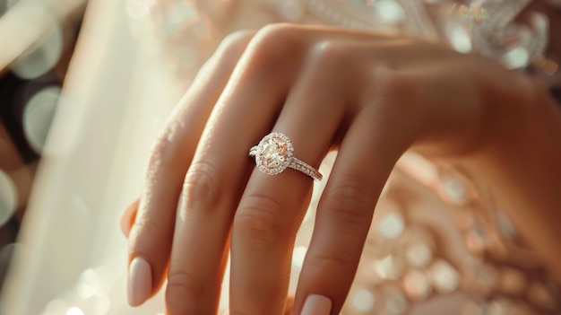 Womans Ring Finger with Luxurious Diamond Adornments