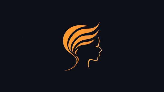 Photo womans silhouette with flowing hair in orange simple design