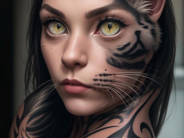 A women arm cat tattoo