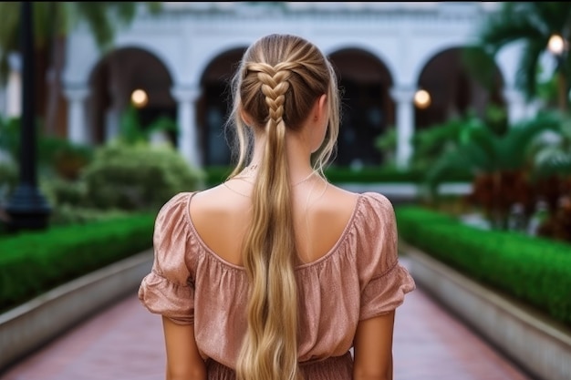 women braid hair do look from back professional advertising photography