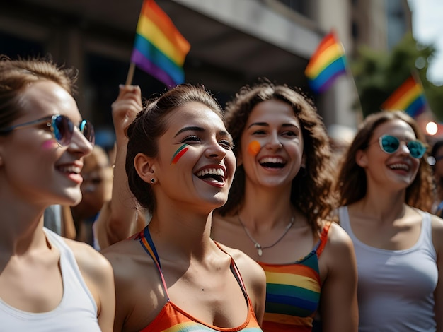 Photo women celebrating pride day