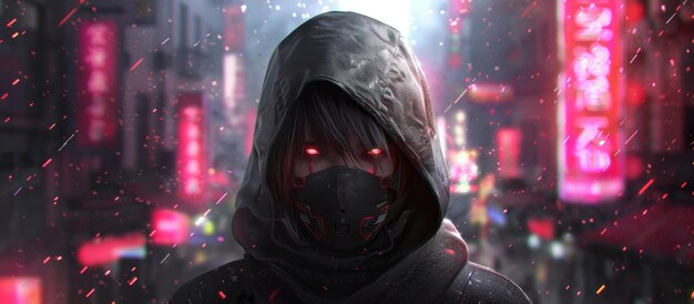 Women Cyberpunk ninja Cyborg Character background wallpaper ai generated image