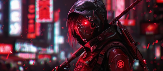 Women Cyberpunk ninja Cyborg Character background wallpaper ai generated image