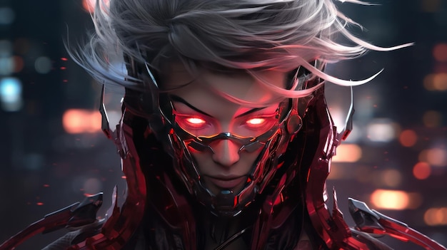 Women Cyberpunk ninja Cyborg Character background wallpaper ai generated image