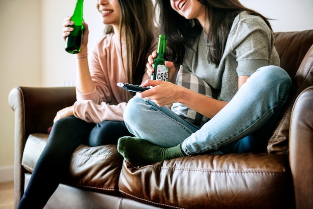 Women enjoy beer together