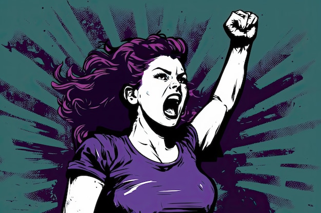 Women fighting for their rights tired of the inequality suffered for years Female empowerment Color illustration Generative AI