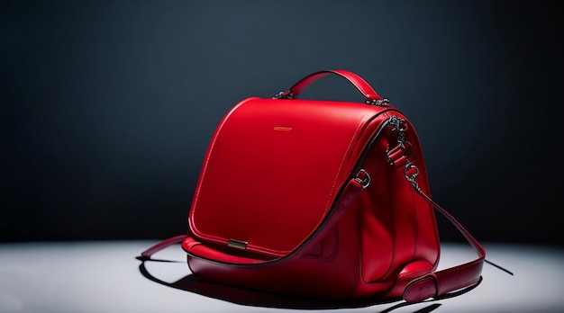 women handbag on a dark background red handbag with copy space