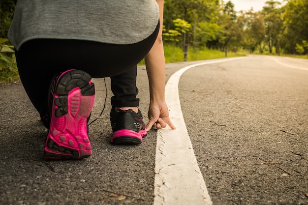 Women jogging for health close-up, Concept health love.