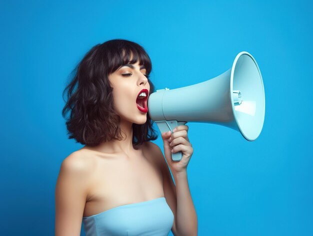 Women on megaphone protest