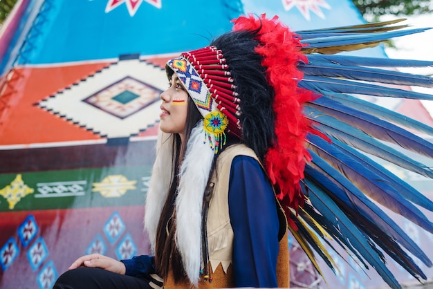 Women in Native America costume