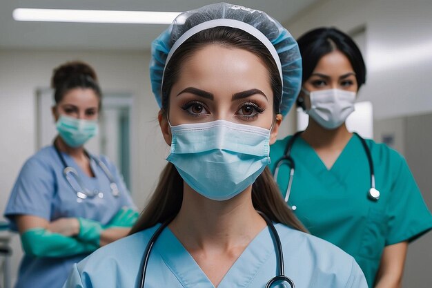 Photo women nurse wearing masks medium shot