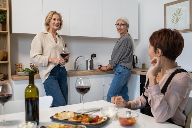 Women preparing for dinner party