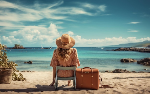 Women relaxing on Beach summer vacation travel Generative AI