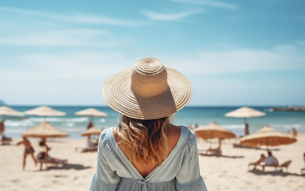 Women relaxing on Beach summer vacation travel Generative AI