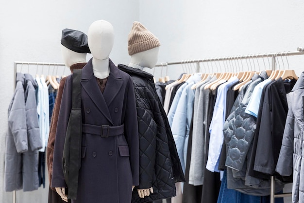 Women's clothing boutique with mannequins showing the autumnwinter collection Fashion Style