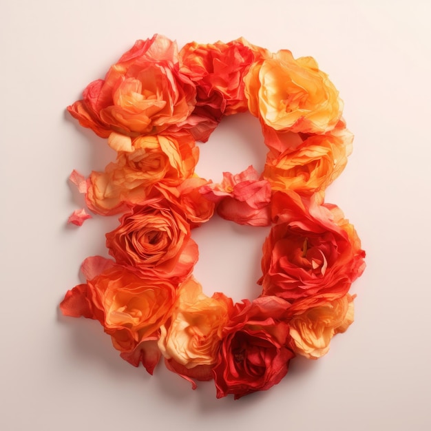 Women's Day creative background with number 8 made of petals Generative AI