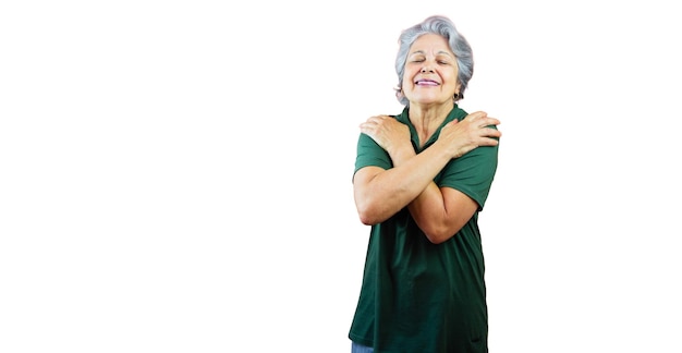 Women's Day Smiling Mature Woman With Gray Hair Isolated