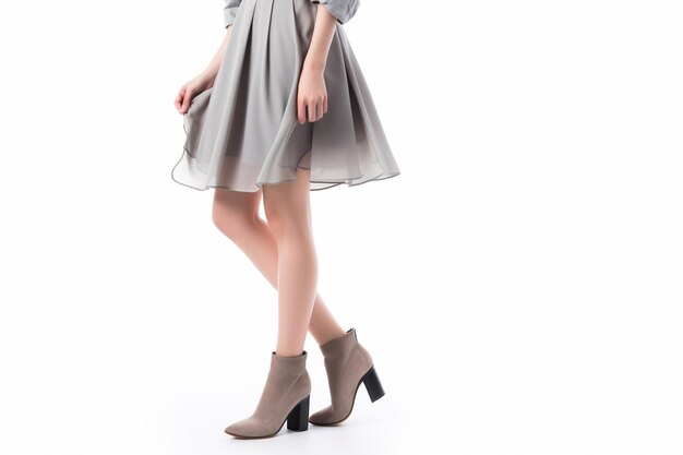 women's grey short skirt model