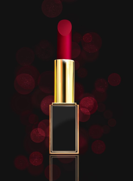 Women's red lipstick makeup cosmetics