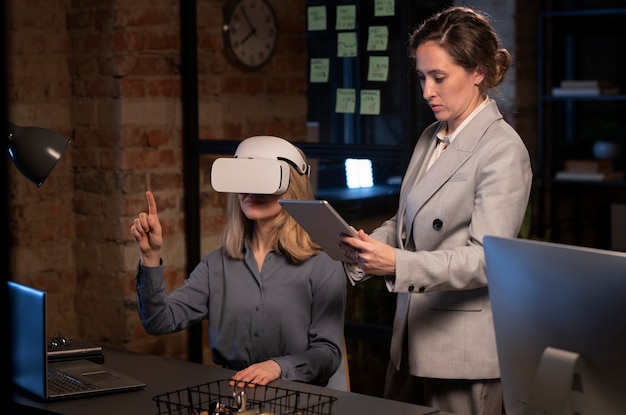 Women testing vr glasses