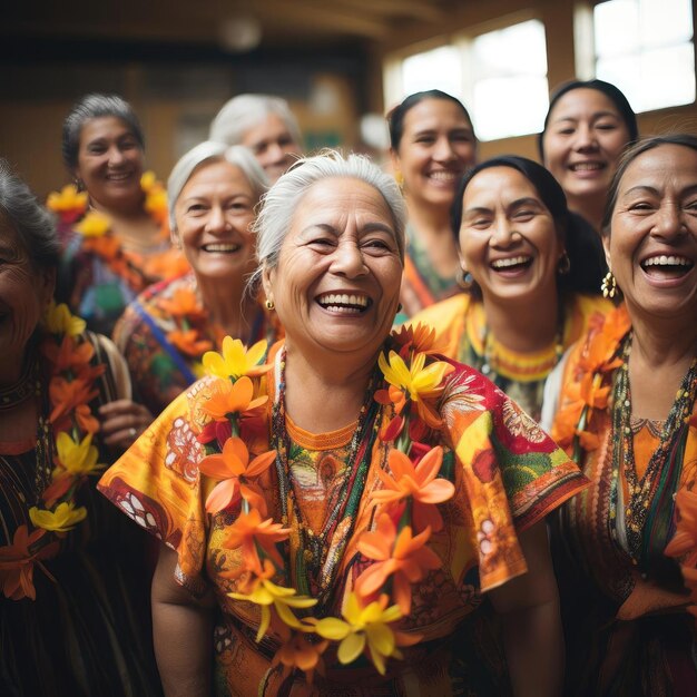 Women in traditional attire hold flower garlands exuding cultural vibrancy