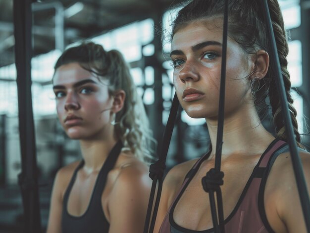 Photo women training with ropes