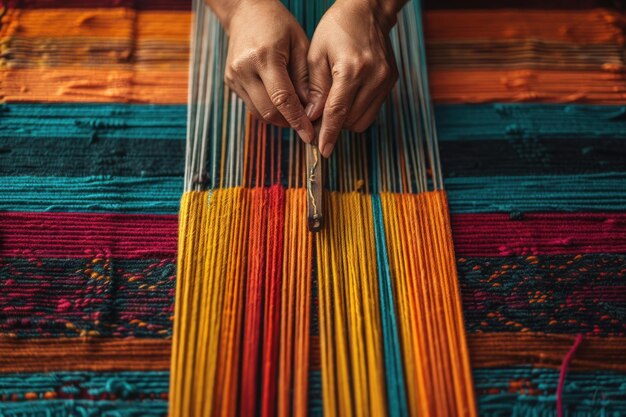 Photo women weaving traditional patterns hispanic heritage weaving artisanal heritage