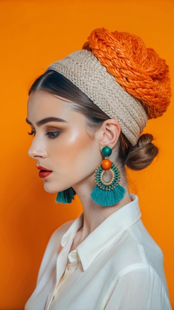 Photo a women with raffia accessories