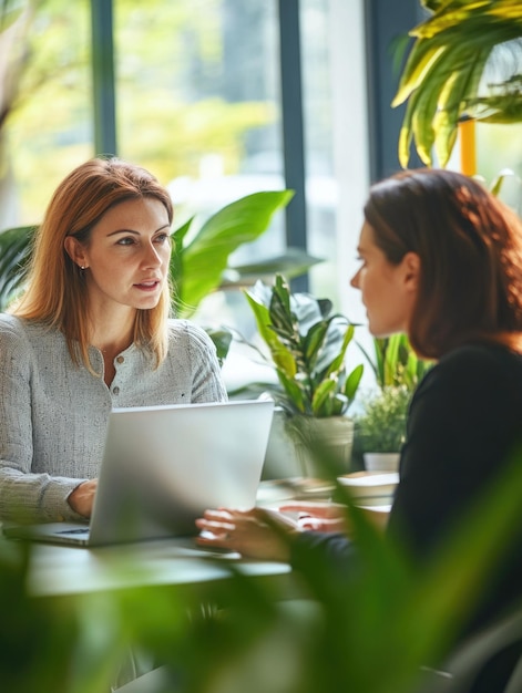 Photo women working on laptop