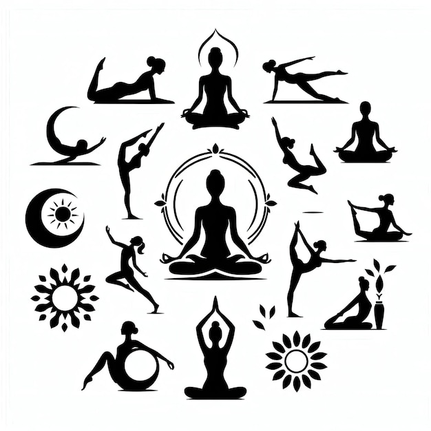 Photo women yoga silhouette vector illustration