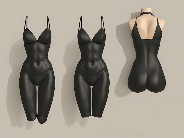 Photo women39s body in black and white lingerie 3d rendering