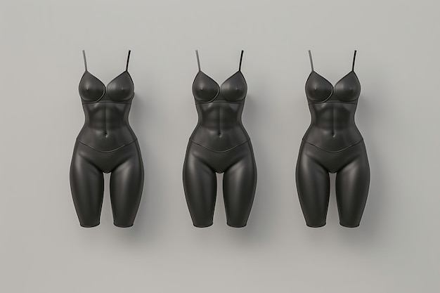 Photo women39s body in black and white lingerie 3d rendering