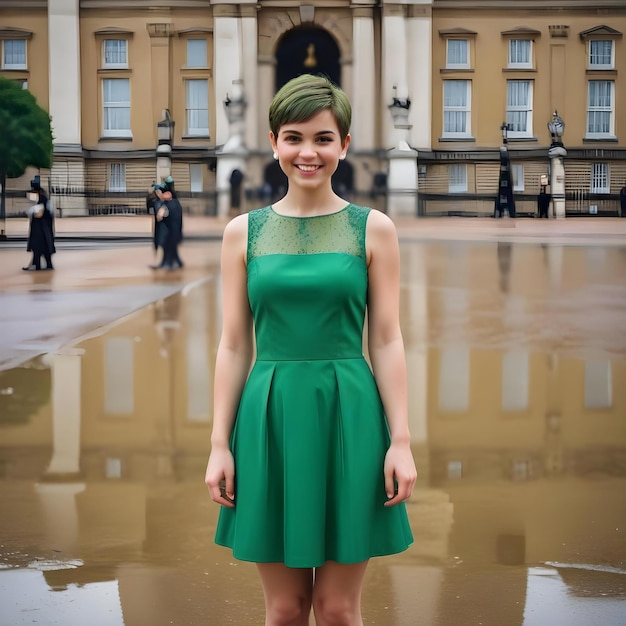 Photo a womengirl picture photography in front of buckingham palace tourist destination picture