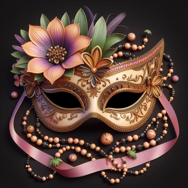 Womens carnival mask with flower