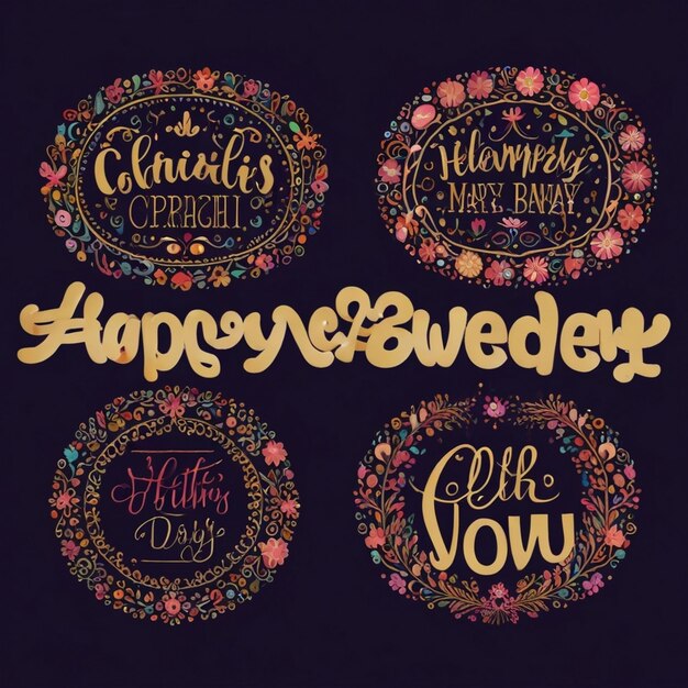 Photo womens day label and badge collection with lettering