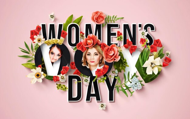 Womens Day text and related elements