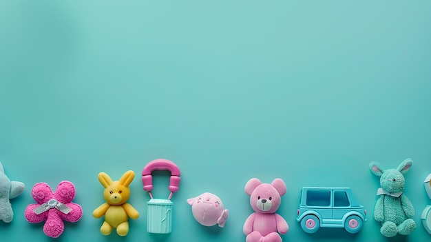 Womens Day Toys on Turquoise Background