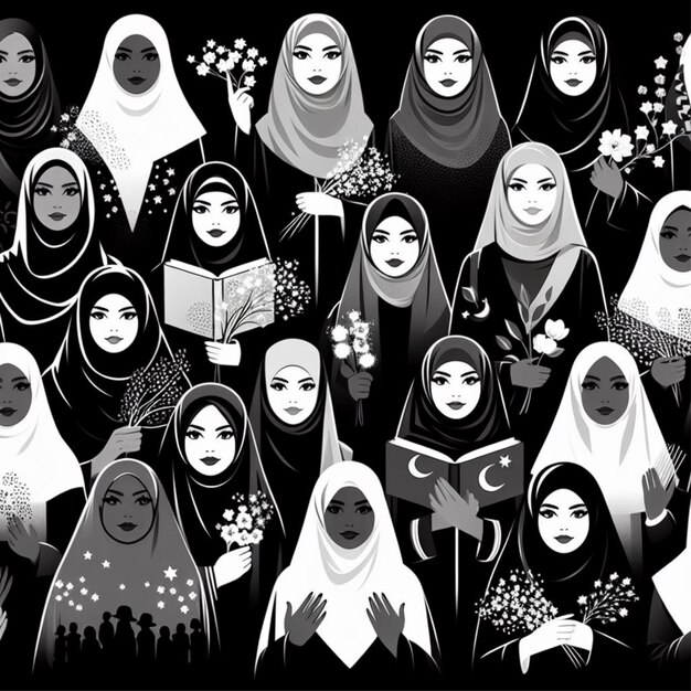 Womens Day visual with a focus on diversity showcasing women in hijabs from various ethnic backgro