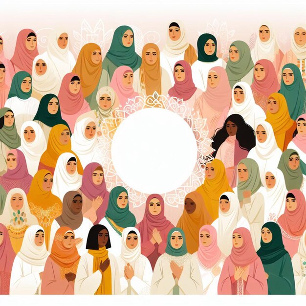 Womens Day visual with a focus on diversity showcasing women in hijabs from various ethnic backgro