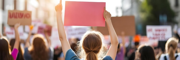 Photo womens rights march with hopeful expressions