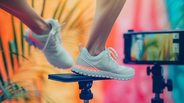 Photo womens sporty trainers showcased on the go