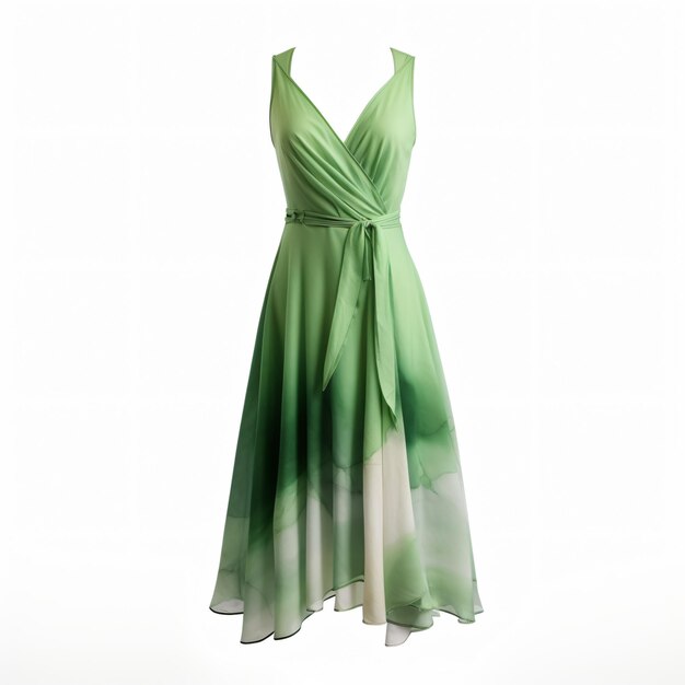 Womens summer green dress on white