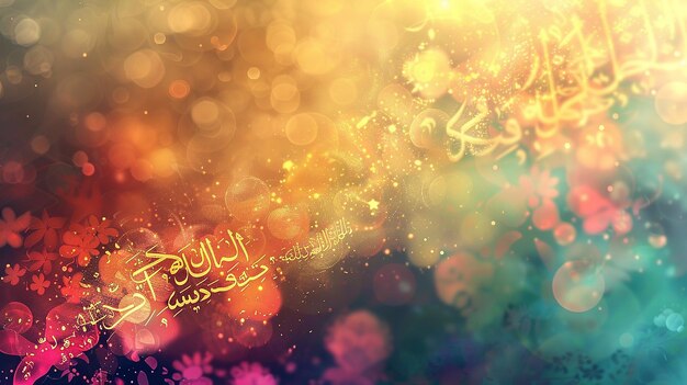 Photo wonder and joy blur color art with arabic calligraphy