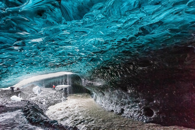 The wonderful colors of blue ice in the ice caves of Vatnajokull Europe's largest glacier