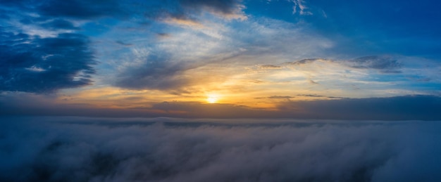 A wonderful dawn above the clouds Natural background