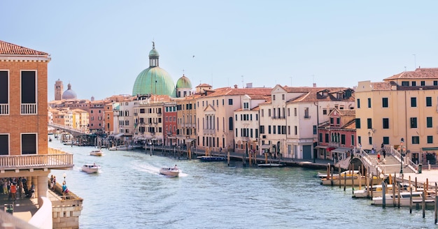 Wonderful day in Venice Colorful beautiful cityscape with a view on the Grand Canal and the domes of Santa Maria della Salute